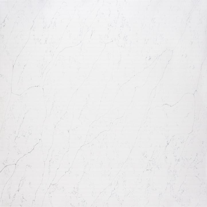 White polished quartz countertops and vanities